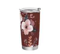 siphylline Fiori marroni Tazze in acciaio inossidabile con coperchi Coperchio a prova di perdite Tazza da caffè da viaggio a prova di fuoriuscite per viaggi moderno 20 once bicchiere da caffè 20 once