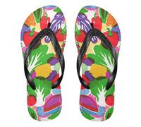 siphylline Flip flop di gomma di frutta variopinta della verdura per le donne comode degli uomini flip per l'estate, Frutta Vege Colorata, XX-Large