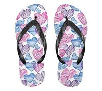 siphylline Flip flop di gomma semplici di schizzo del cuore per le donne morbido mens flip per il matrimonio, Schizzo Cuore Semplice, Large