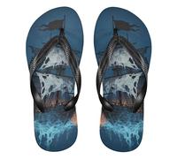 siphylline Flip flop in gomma blu fuoco vela stile gotico uomini essenziali flip per il partito, Vela stile gotico blu fuoco, Small