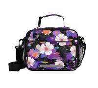siphylline FLOWERs Vapor Wave Style Black Lunch Bag isolato riutilizzabile uomo borsa pranzo con tracolla ragazza palestra