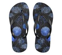 siphylline Flying Dandelion Blue black rubber flip flop flop di supporto per gli uomini per l'estate, Dente di leone volante Blu Nero, X-Large