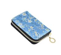 siphylline Forget Me Not Blu in pelle porta carte di credito portafoglio Con 2 slot per contanti RFID Blocco titolare della carta donne con cerniera