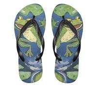 siphylline Frog jumping on the giglio pad gomma flip flop Quick-Dry flop per gli uomini per la spiaggia, Rana che salta sui cuscinetti di giglio, XX-Large
