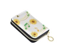 siphylline Girasole Verde Nota Musicale Porta carte Portafoglio in pelle bianca Con 9 slot per carte RFID Blocco titolare della carta delle donne con cerniera