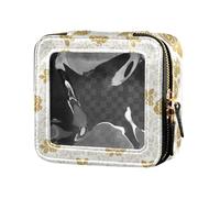 siphylline Golden European Vintage Rose Flowers Cute Makeup Bag Trasparente Impermeabile Viaggio Toiletry Bag con Cerniera per Viaggio, Fiori d'oro europeo vintage rosa, 1 size