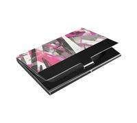 siphylline Graffiti Artwork Viola Grigio Geometico Slim Porta carte per biglietti da visita con pelle e acciaio inossidabile piccolo porta carte per donne o uomini