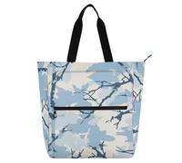 siphylline Graziosa borsa tote per bambini per ragazzi ragazze adulti, design mimetico stile Jon Klassen, celeste, impermeabile, borsa per biblioteca con tasche con cerniera, per università, shopping