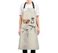 siphylline Grembiule da cucina regolabile da 89 cm, con 2 tasche, resistente all'acqua e all'olio, per uomini e donne, rondini volanti, linea beige
