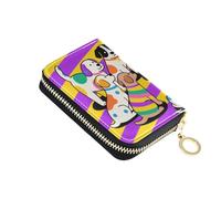 siphylline Happy Dogs Party Viola Giallo Stripe Portafoglio in pelle da donna Con 9 slot per carte RFID Blocco porta carte con cerniera