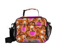 siphylline Happy Halloween Pozione Magica Arancione Lunch Bag per il Lavoro Impermeabile Donna Borsa Pranzo con Tracolla Teenage College