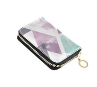 siphylline Il Soft Geometic Of Mint verde pelle porta carte di credito portafoglio Con 9 slot per carte RFID Blocco casi di carte da donna con cerniera