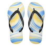 siphylline infradito in gomma blu giallo onde per le donne sandali da spiaggia cuscino per l'estate, Onde Gialle Blu, X-Small