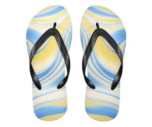 siphylline infradito in gomma blu giallo onde per le donne sandali da spiaggia cuscino per l'estate, Onde Gialle Blu, Small