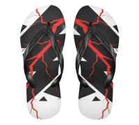 siphylline Infradito in gomma nera astratto fulmine per le donne sandali impermeabili da donna per la casa, Astratto Fulmine Segno Nero, XX-Large