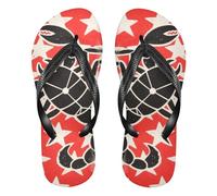 siphylline infradito piatte nere scorpioni stelle rosso bianco gomma infradito per le donne di supporto infradito sandalo per matrimonio, Piatto Nero Scorpioni Stelle Rosso Bianco, X-Small