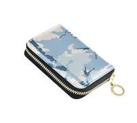 siphylline Jon Klassen Style Camouflage Design Sky Blue portafoglio in pelle con 9 slot per carte di credito blocco RFID organizzatore con cerniera