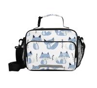 siphylline Jon Klassen Style Fox Sky Blue Lavanda White Lunch Bag per ragazze con tasca laterale borsa termica per il pranzo con tracolla donna campeggio