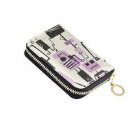 siphylline Jon Klassen Style Robots Design Viola in pelle mens titolare della carta portafoglio Con 9 slot per carte RFID Blocco carte da uomo & custodie ID con cerniera