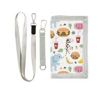 siphylline Junk Food Animals Semplice supporto a tre ante con fermasoldi per carte di credito fresco portafoglio a tre ante per gli uomini con cordino, cibo spazzatura animali semplici, 1 size