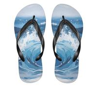 siphylline Le onde blu di vibrazione di gomma delle donne delle infradito comode degli uomini di vibrazione per l'estate, Onde blu., X-Large