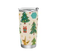 siphylline Merry Christmas Green Christmas Tree - Tazza da viaggio in acciaio inox con coperchio, resistente alle perdite, 590 ml, per scuola, sport, asilo nido, campeggio e altro ancora, a prova di