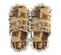 siphylline Microfibra Pavimento Mop Pantofole Casa Polvere Strumento di Pulizia, Giornali patchwork retrò marrone, large