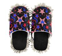 siphylline Microfibra pulizia Pantofole Casa Pavimento Mop, Patriottico 4 luglio Red White Blue Stars, large