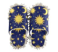 siphylline Microfibra pulizia pantofole pavimento polvere sporco capelli Cleaner, Oro Celeste Sole Luna Navy Stars, Medium