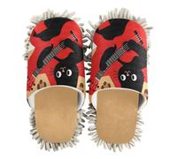 siphylline Microfibra Slipper Mopping Scarpe Pavimento Polvere Sporco Capelli Cleaner, Black Cat Guitar Cocktail Stampa artistica, large