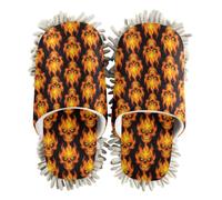 siphylline Microfibra Slipper Mopping Shoes House Dust Cleaning Tool, Fuoco Mostri Teschio Halloween, large