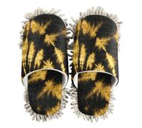 siphylline Microfibra Slipper Mopping Shoes House Dust Cleaning Tool, Schizzo disegnato a mano Tie Dye Oro Nero, Medium