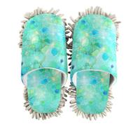 siphylline Microfibra Slipper Mopping Shoes House Floor Dust Cleaner, Teal Turchese Marmo Come Stampa Modello, large