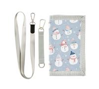 siphylline Morbido Blu Bianco Pupazzi di neve Carino trifold tri fold portafoglio per gli uomini per il regalo di compleanno Trendy portafoglio clip soldi per gli uomini con cordino, Pupazzi di neve