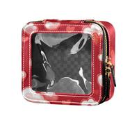 siphylline Piccola borsa da trucco trasparente rossa nuvola per borsa da toilette con cerniera organizer portatile per trucco per donne, Rosso nuvola, 1 size