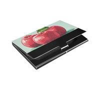 siphylline Porta biglietti da visita ultra sottile con mele rosse in stile cartone animato verde con porta carte in pelle e acciaio inossidabile per proteggere le tue carte