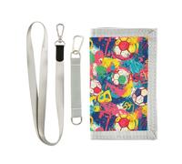 siphylline Portafogli di carte a tre ante colorate di sport di calcio per gli uomini per la donna minimalista clip portafoglio per gli uomini con cordino, calcio colorato sport, 1 size