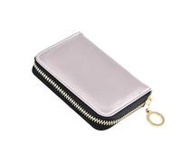 siphylline Portafoglio da donna in pelle di pesca grigio scuro con slot per 9 carte RFID Blocco piccolo porta carte di credito con cerniera