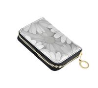 siphylline Portafoglio in pelle bianco Daisy con 9 slot per carte RFID che blocca il supporto della carta per le donne con la chiusura lampo