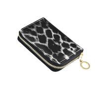 siphylline Portafoglio nero del supporto della carta di cuoio della stampa del leopardo Con 2 slot per contanti RFID che blocca il titolare della carta degli uomini con