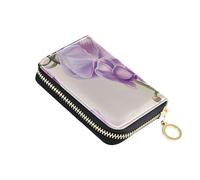siphylline Portafoglio porta carte in pelle viola orchidea con 2 slot per contanti RFID che blocca il supporto della carta degli uomini con la chiusura lampo