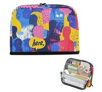 siphylline Portapenne di grande capacità, astuccio con cerniera, organizer per ragazzi, asilo, persone, silhouette Art Street