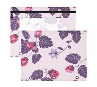 siphylline Raccoglitore a astuccio con cerniera, in plastica, per raccoglitori a 3 anelli, confezione da 2 per insegnanti, ritorno a scuola, stile lento, fragola, viola e rosso