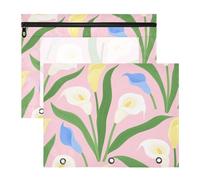 siphylline Raccoglitore con 3 occhielli rinforzati, per lettere di carta A4, confezione da 2 pezzi, per studenti di ellissime calle rosate bianche