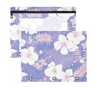 siphylline Raccoglitore portamatite, multiuso, tascabili, per lettere formato A4, confezione da 2 pezzi, per studenti, classe viola, fiori semplici pastello