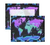 siphylline Raccoglitore portatile portapenne per lettere formato A4, confezione da 2 pezzi, per studenti universitari, mappe digitali del mondo