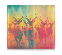 siphylline Retro Deer rosso giallo PU titolare della carta di registrazione e assicurazione Prefetto Car Essentials Portafoglio per documenti essenziali, patente di guida, carte, Cervo retrò rosso