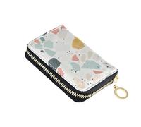 siphylline Retro Pastel Terrazzo piccolo portafoglio in pelle per carta con Cion Purse RFID Blocco titolare della carta delle donne con cerniera