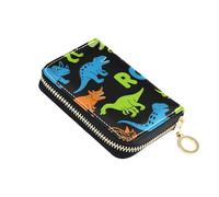 siphylline Roaring T-rex Ankylosaurus Nero Blu Verde portafoglio in pelle titolare della carta donne Con 9 slot per carte RFID Blocco titolare della carta con cerniera