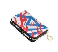siphylline Rosso Blu Bianco Geometrico in pelle titolare della carta portafoglio donna Con 2 slot per contanti RFID Blocco titolare della carta delle donne con cerniera